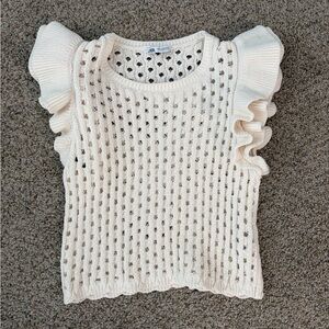 Zara Cream Knit Eyelet Sweater